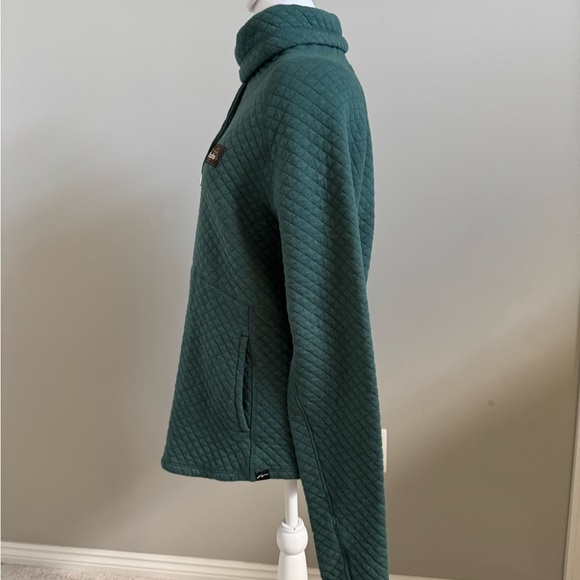 Alaska Green Cowl Neck Sweatshirt with Quilted Texture and Pocket - Picture 2 of 8
